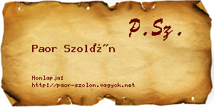 Paor Szolón névjegykártya